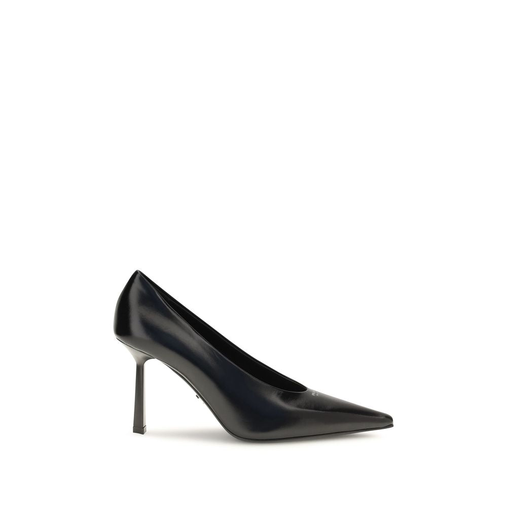 Prada Black Goatskin High-Heel Pumps – Embossed Logo, Leather Sole, AW26, Italian