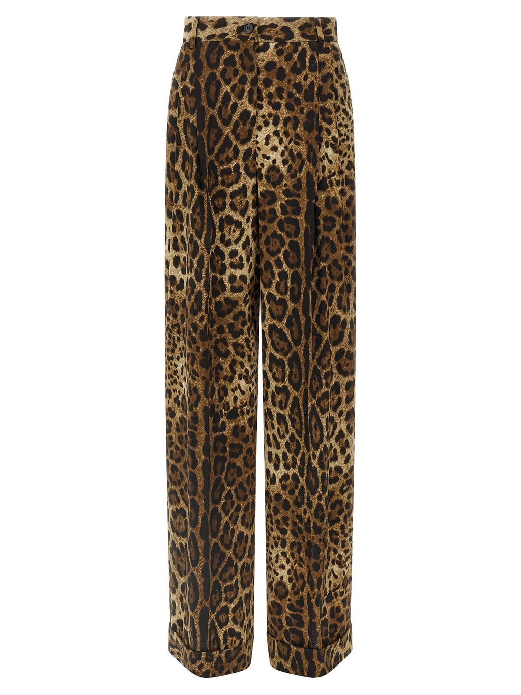 Dolce & Gabbana Brown Wool Trousers - Animal Print, High Waist