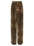 Dolce & Gabbana Brown Wool Trousers - Animal Print, High Waist