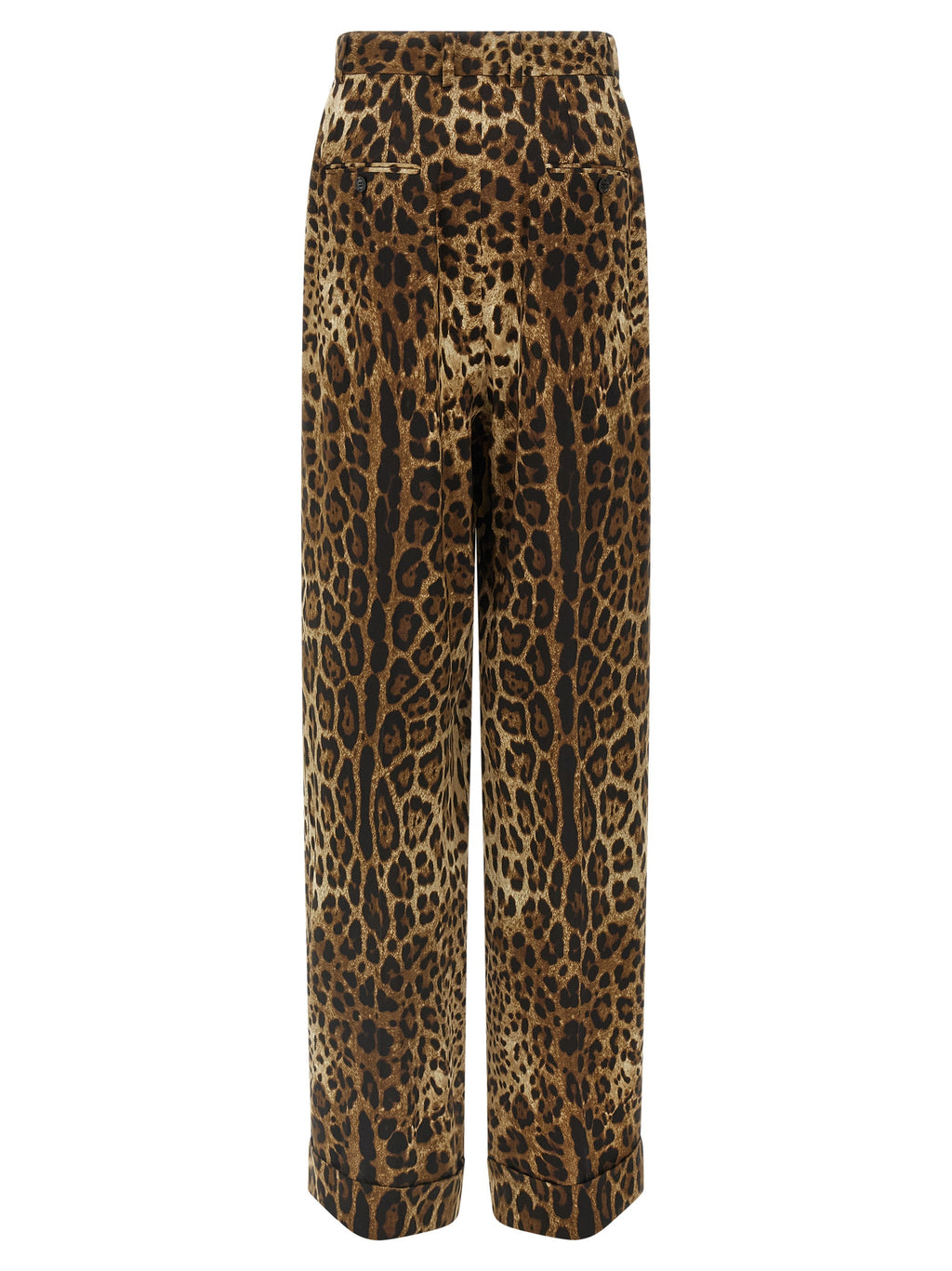 Dolce & Gabbana Brown Wool Trousers - Animal Print, High Waist