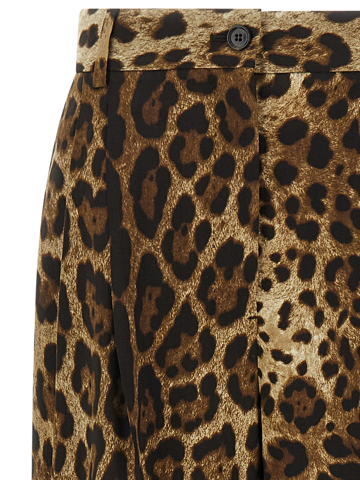 Dolce & Gabbana Brown Wool Trousers - Animal Print, High Waist