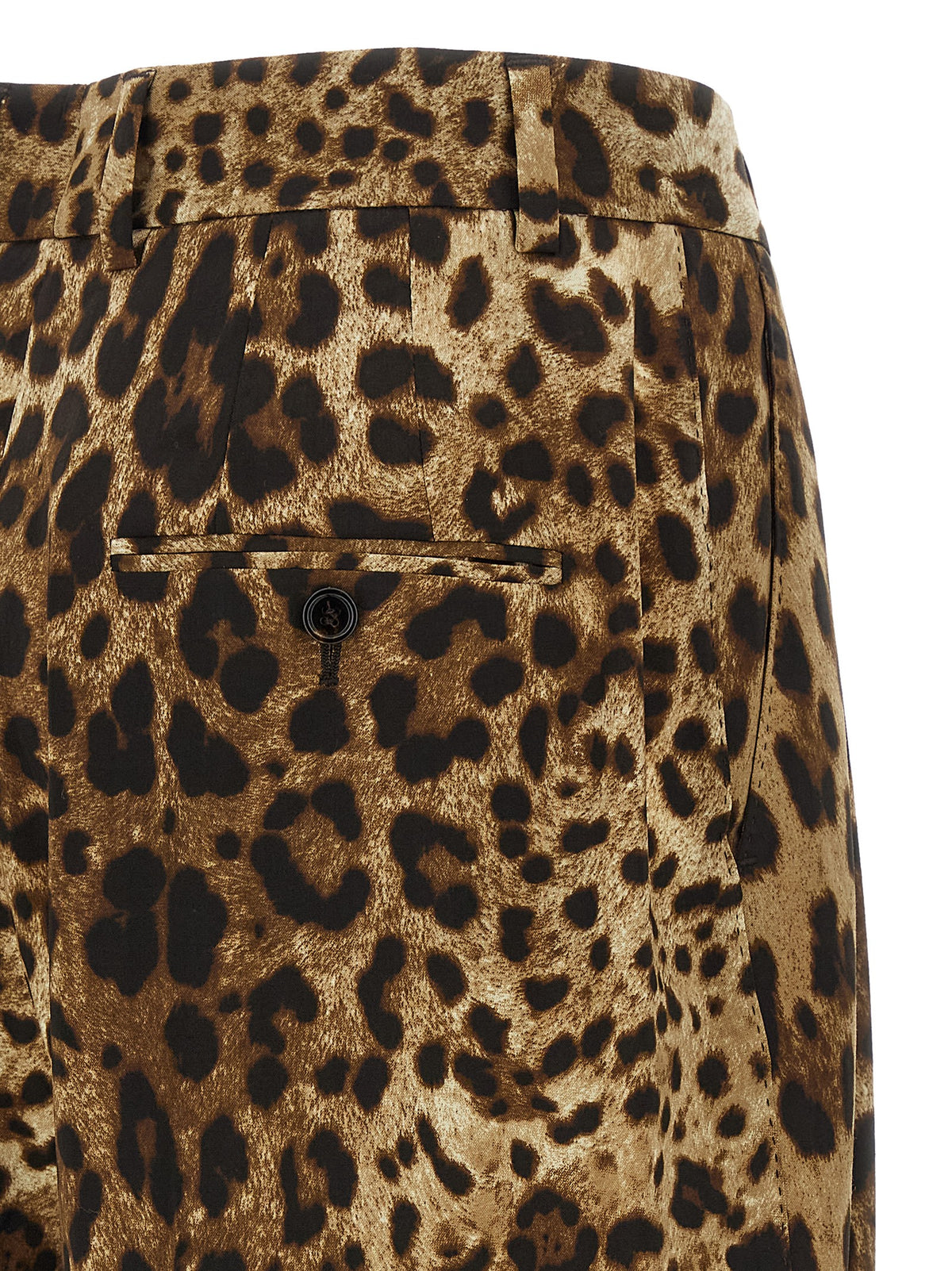 Dolce & Gabbana Brown Wool Trousers - Animal Print, High Waist