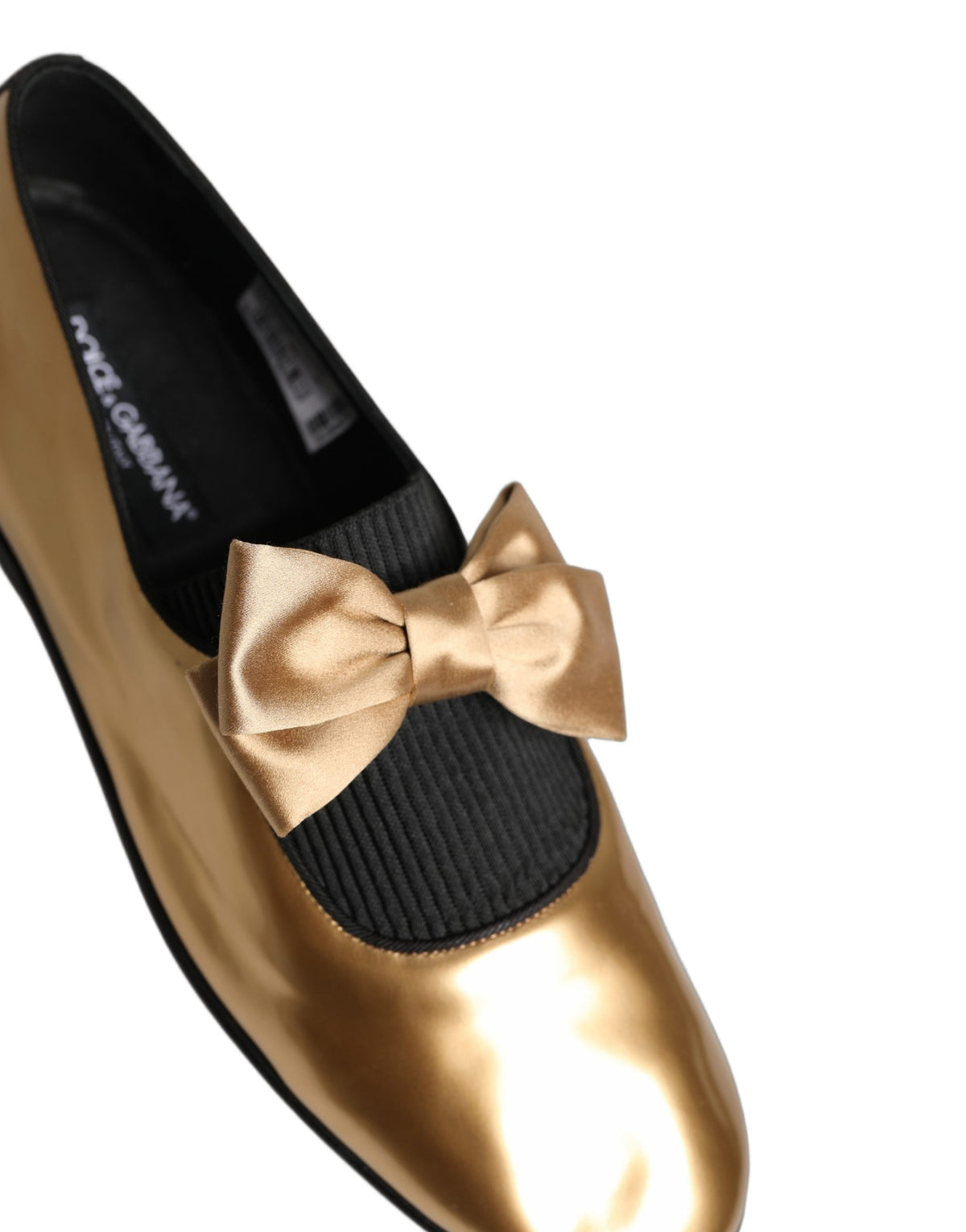 Dolce & Gabbana Gold Metallic Leather Flat Loafers - Logo, Italian
