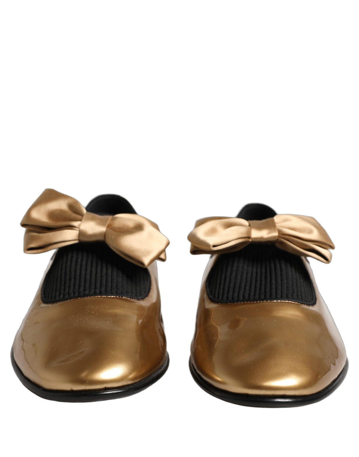 Dolce & Gabbana Gold Metallic Leather Flat Loafers - Logo, Italian