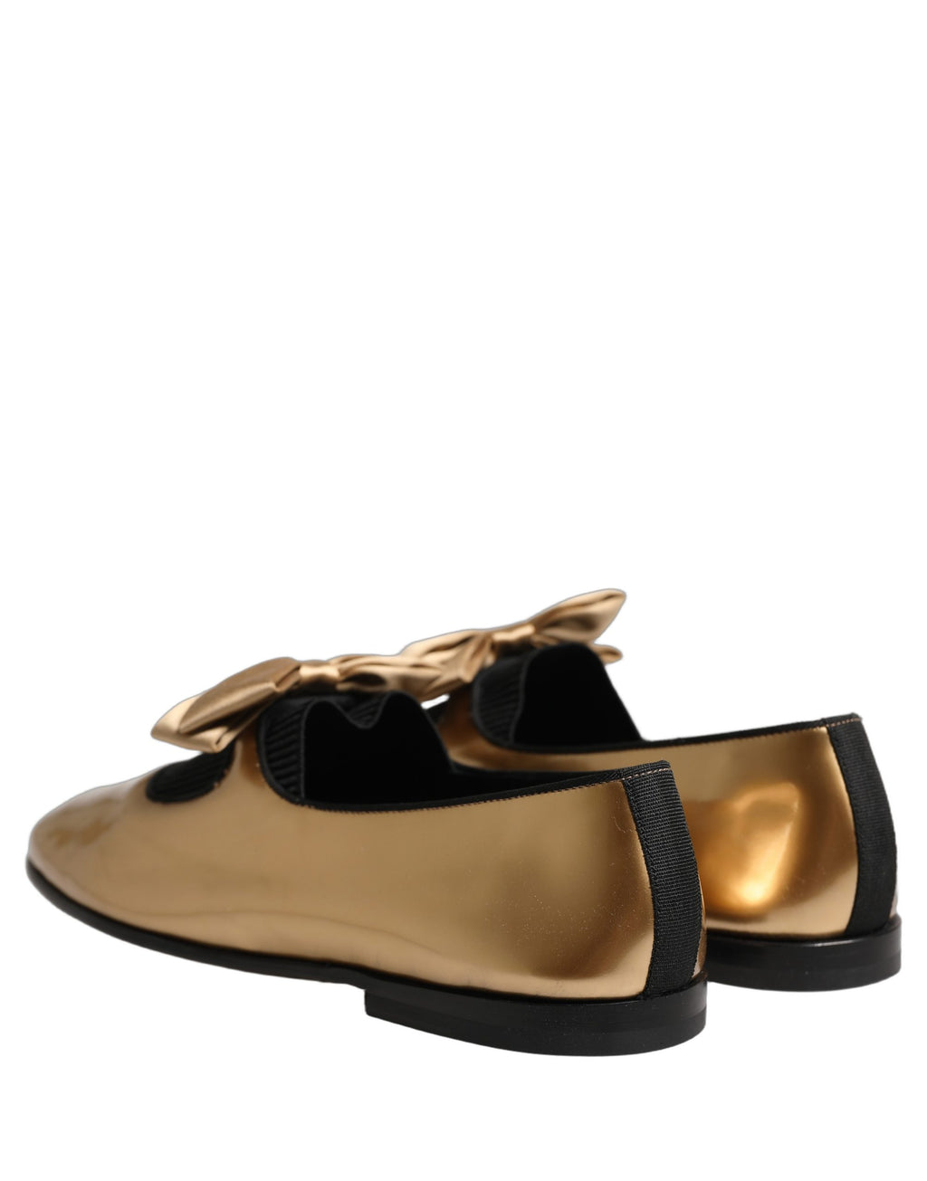 Dolce & Gabbana Gold Metallic Leather Flat Loafers - Logo, Italian