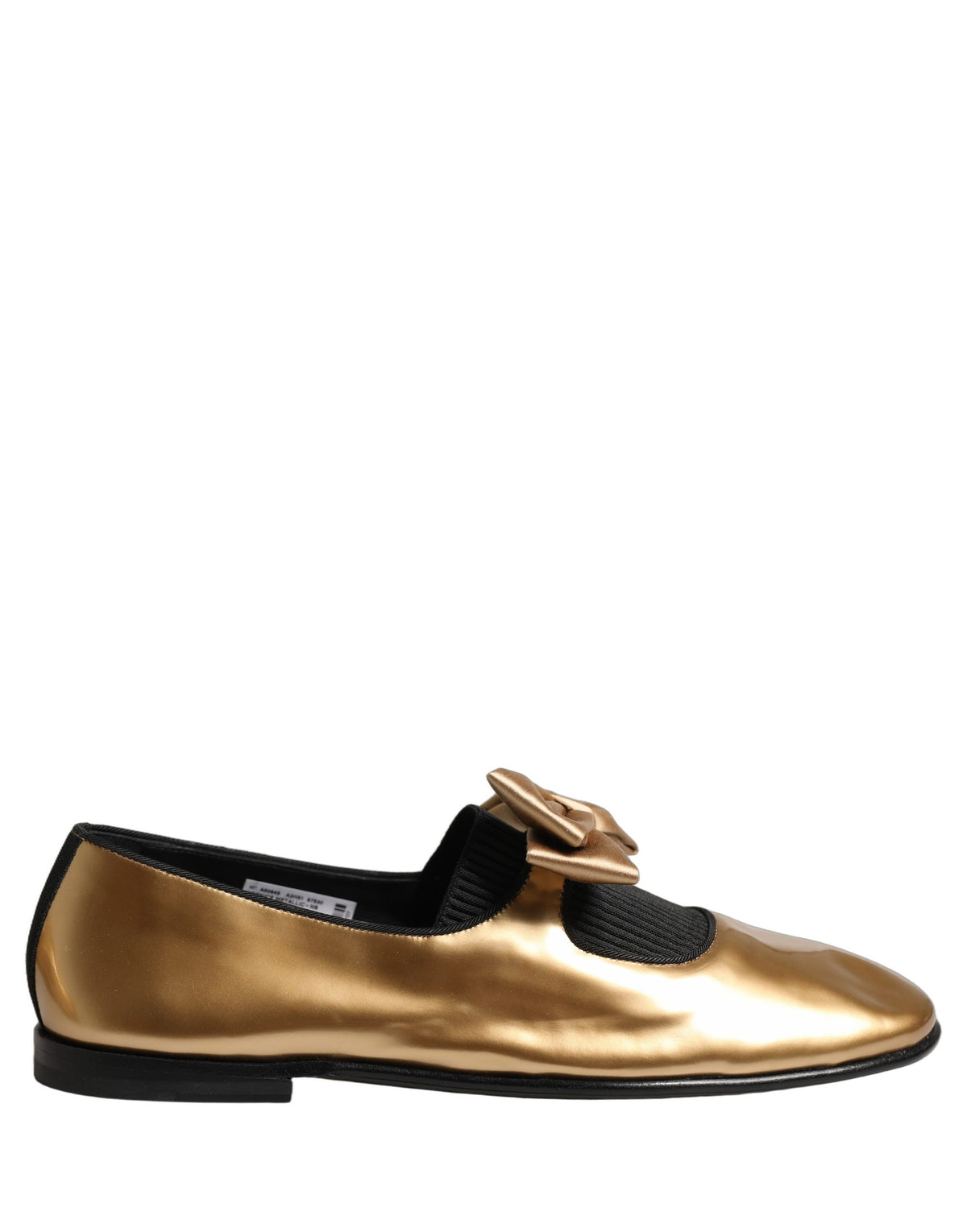 Dolce & Gabbana Gold Metallic Leather Flat Loafers - Logo, Italian