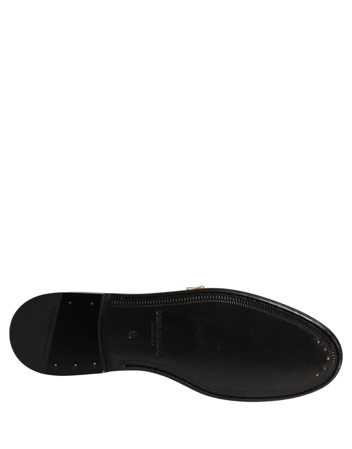 Dolce & Gabbana Gold Metallic Leather Flat Loafers - Logo, Italian