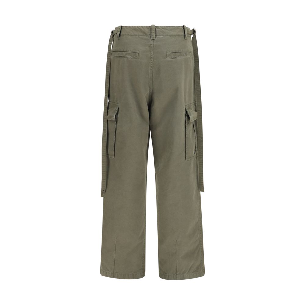 Fendi Two-Tone 100% Cotton Cargo Trousers – Side Tie, Bellows Pockets, Punto Embroidery, AW26, Italian