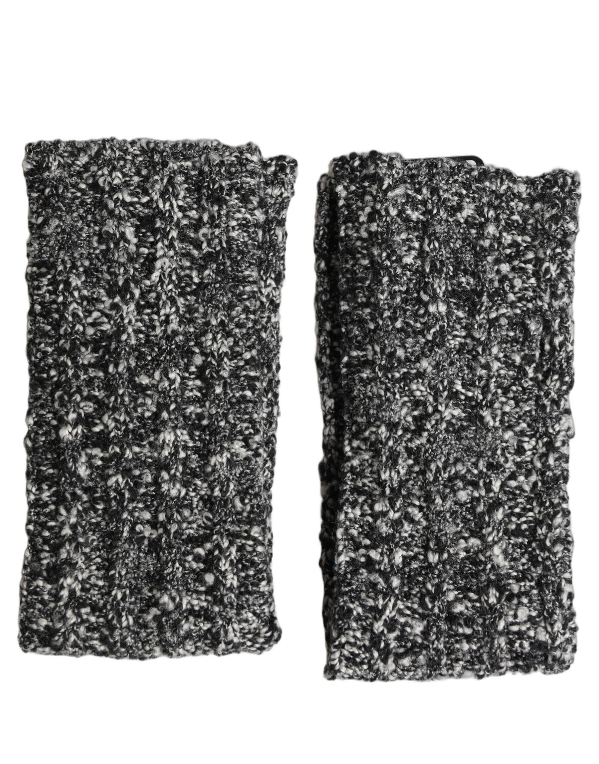 Dolce & Gabbana Black Wool-Blend Knitted Wrist Warmer – Ribbed, Virgin Wool, Logo, Italian