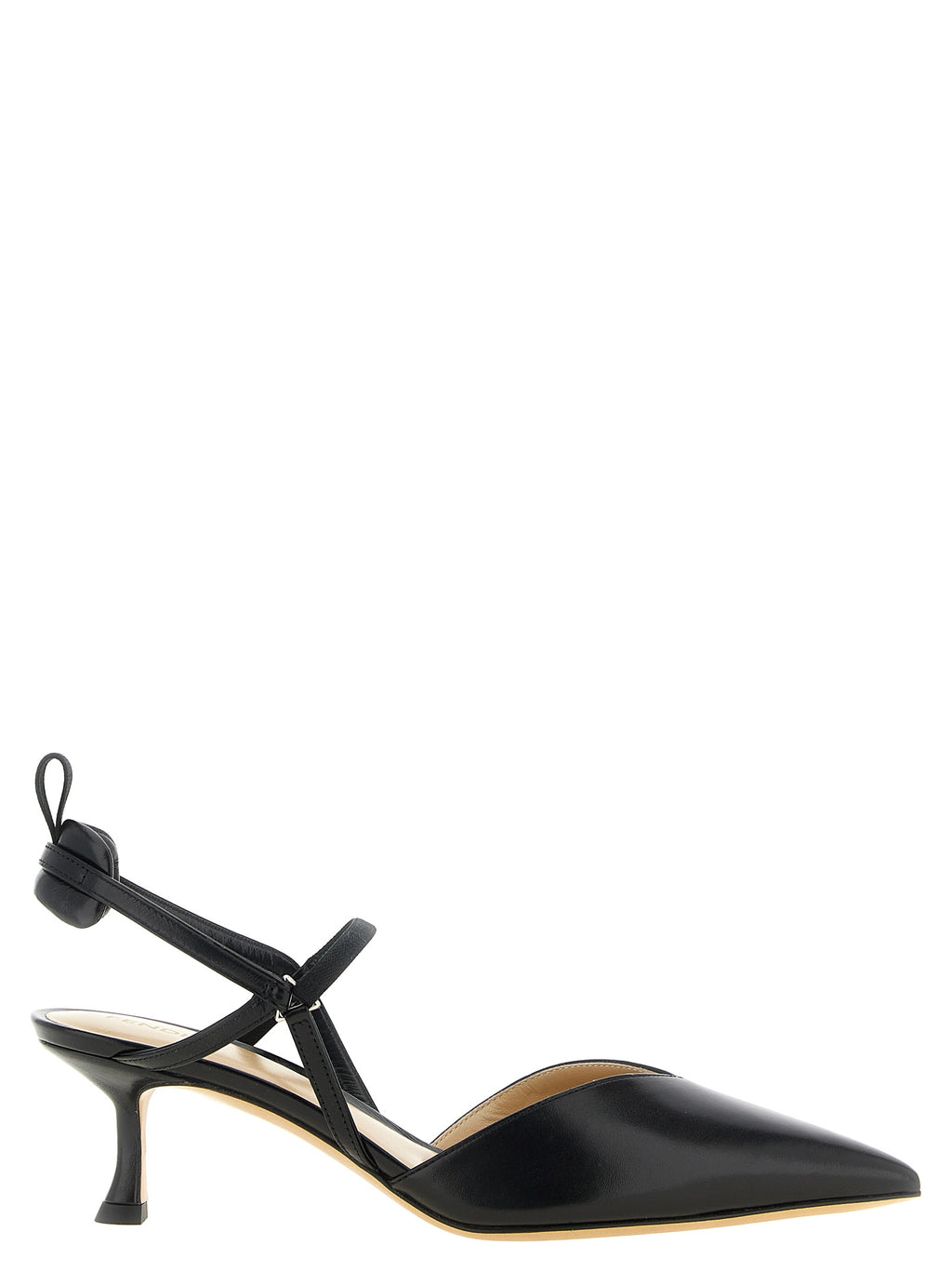 Fendi Black Calfskin 'Colibrì' Slingback Pump – Pointed Toe, Crossed Straps, Sculptural Heel, Italy