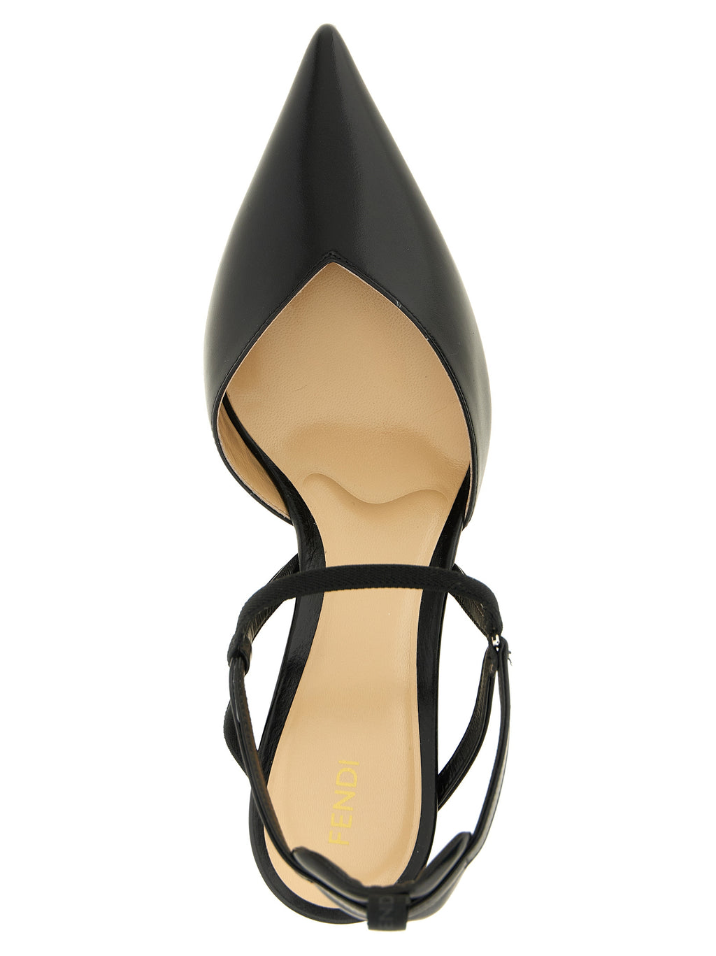 Fendi Black Calfskin 'Colibrì' Slingback Pump – Pointed Toe, Crossed Straps, Sculptural Heel, Italy