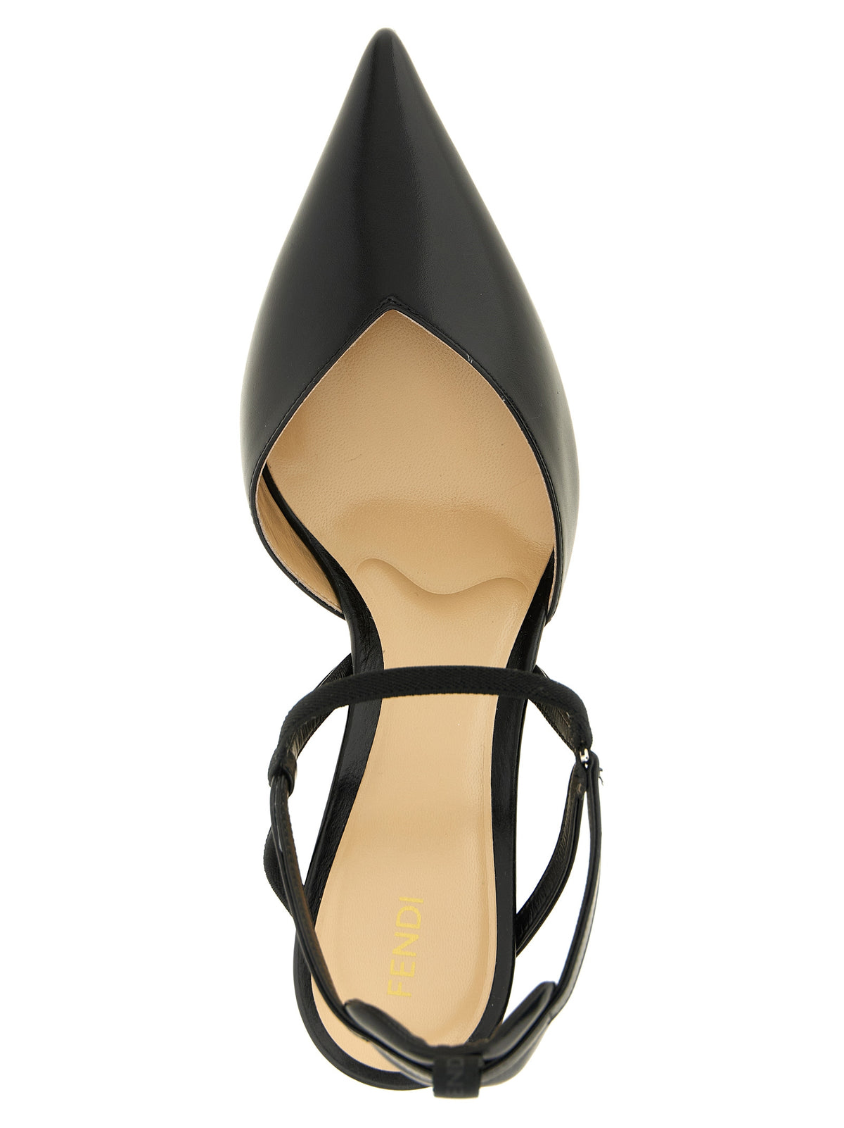 Fendi Black Calfskin 'Colibrì' Slingback Pump – Pointed Toe, Crossed Straps, Sculptural Heel, Italy