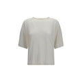 Brunello Cucinelli White 70% Cashmere-Silk Short-Sleeve Sweater – Crew Neck, Manokkas, AW26, Italian