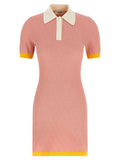 Fendi Multicolor Cotton-Silk FF Jacquard Mini Dress – Polo Collar, Color-Block, Italian