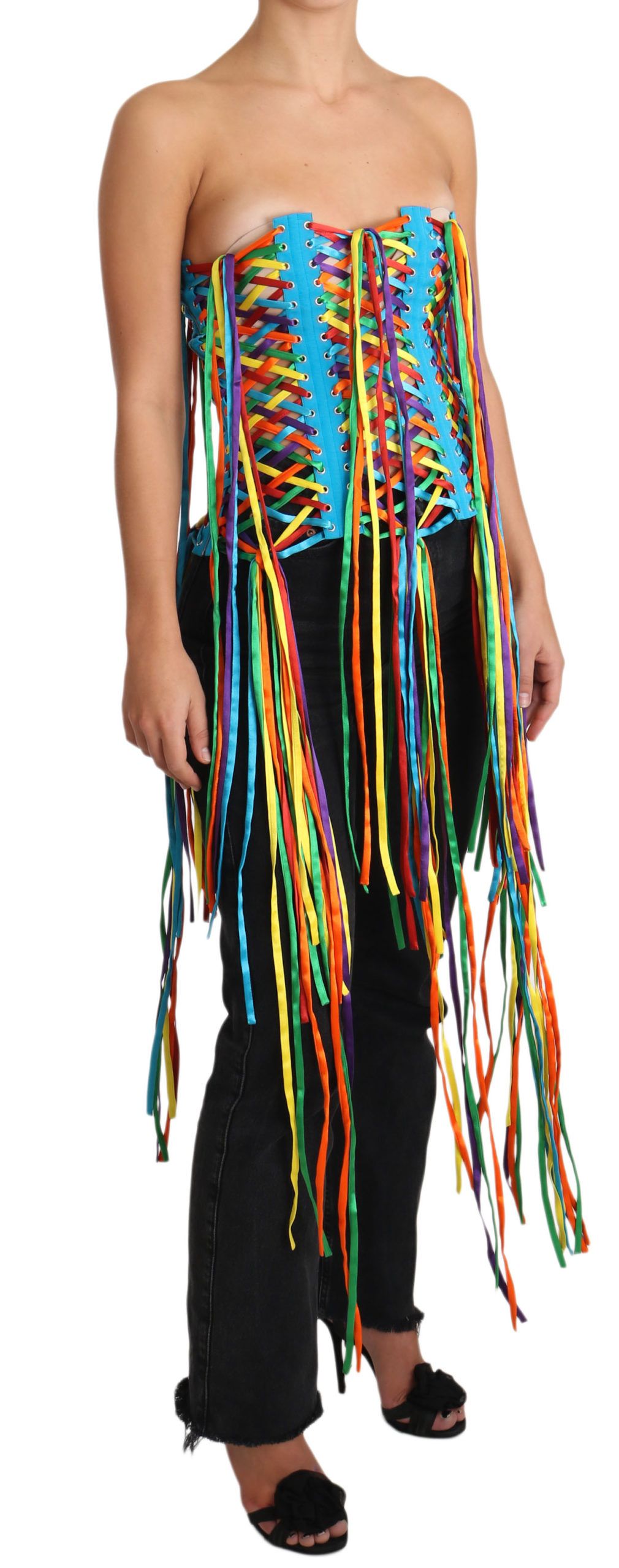 Dolce & Gabbana Multicolor Strings Bustier Polyester Corset  Top