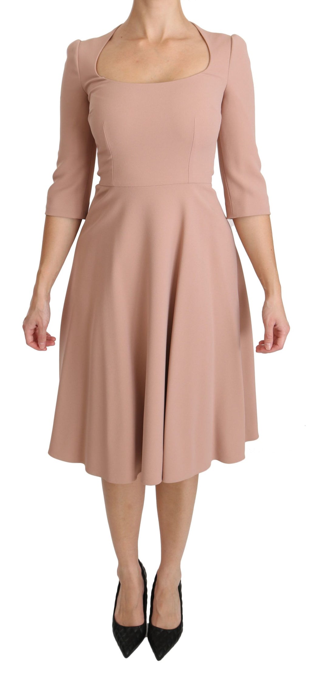 Dolce & Gabbana Light Rose Viscose A-line Dress – 3/4 Sleeve
