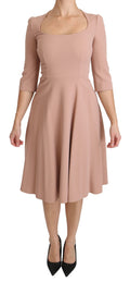 Dolce & Gabbana Light Rose Viscose A-line Dress – 3/4 Sleeve