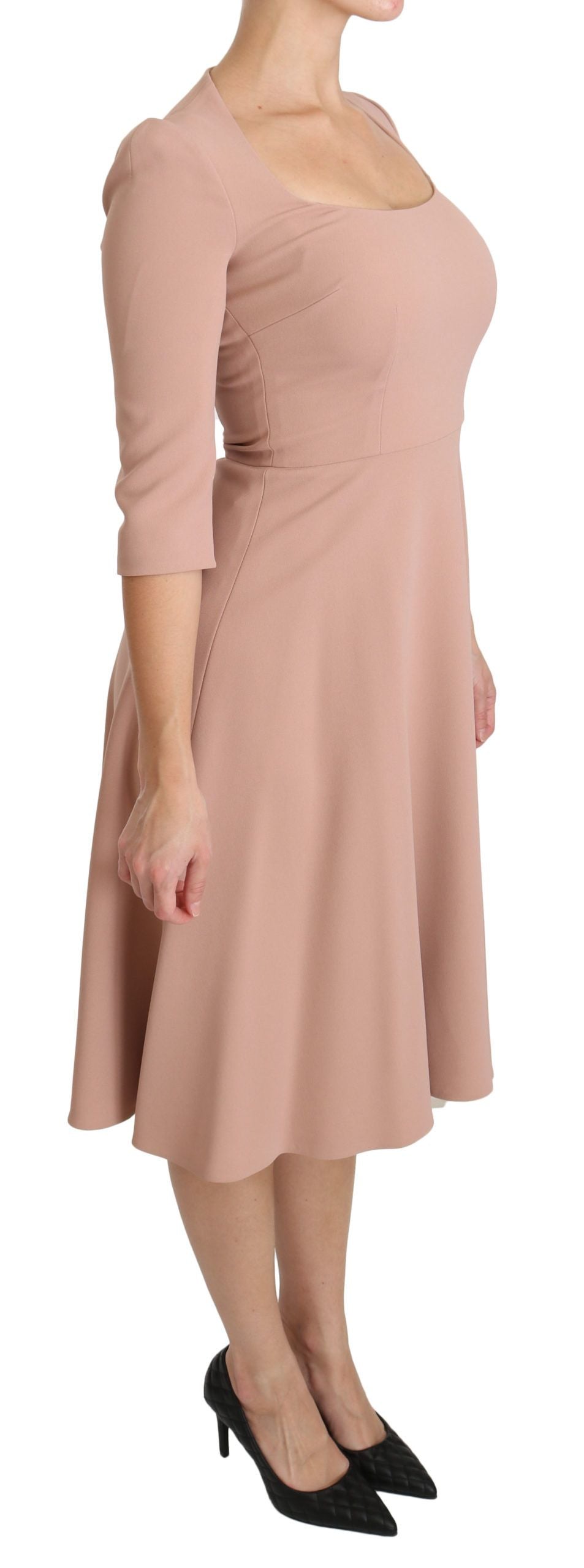 Dolce & Gabbana Light Rose Viscose A-line Dress – 3/4 Sleeve