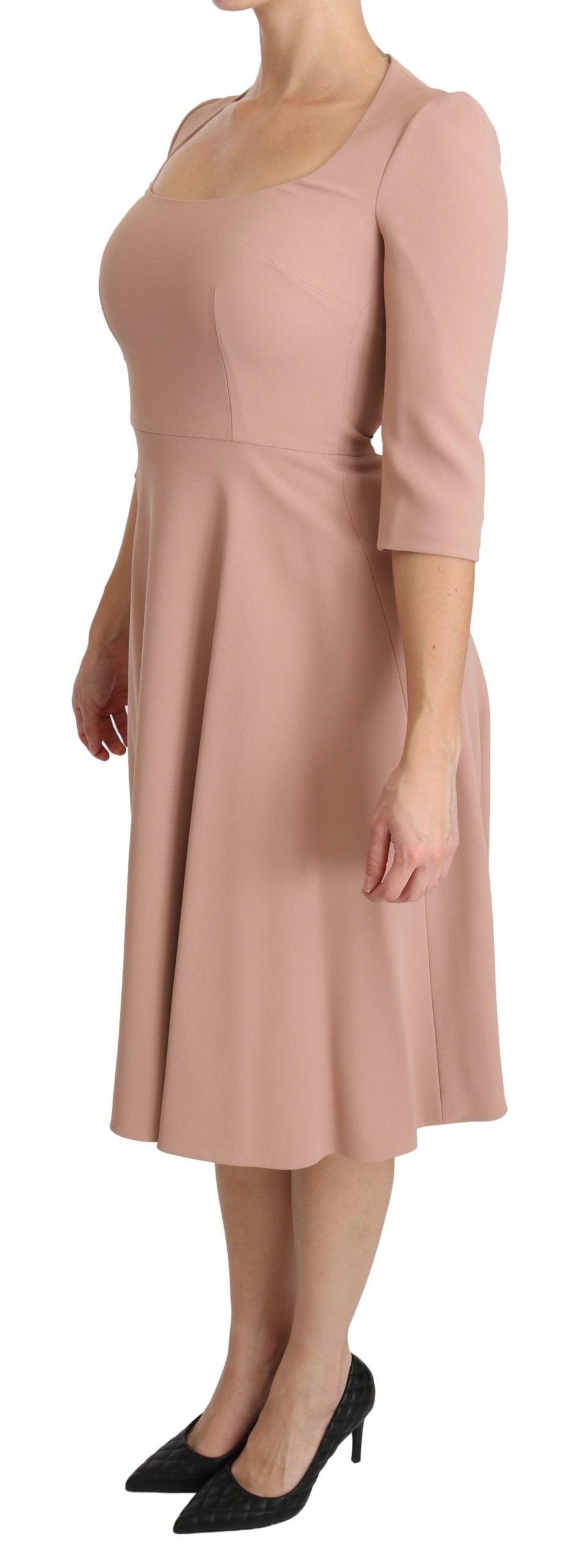 Dolce & Gabbana Light Rose Viscose A-line Dress – 3/4 Sleeve
