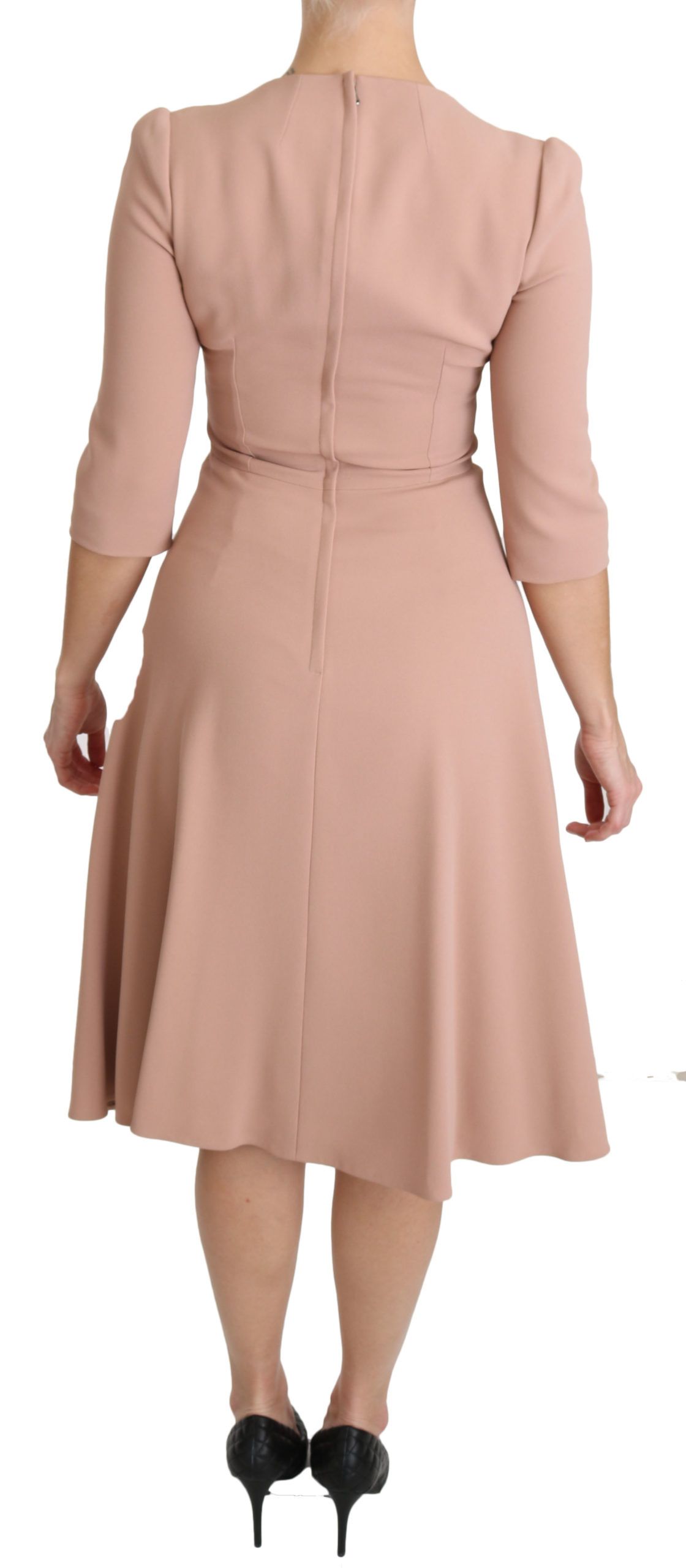 Dolce & Gabbana Light Rose Viscose A-line Dress – 3/4 Sleeve