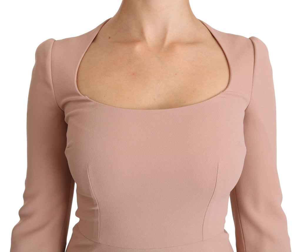 Dolce & Gabbana Light Rose Viscose A-line Dress – 3/4 Sleeve