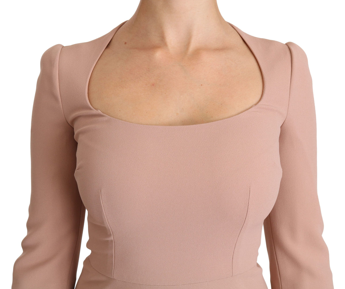 Dolce & Gabbana Light Rose Viscose A-line Dress – 3/4 Sleeve
