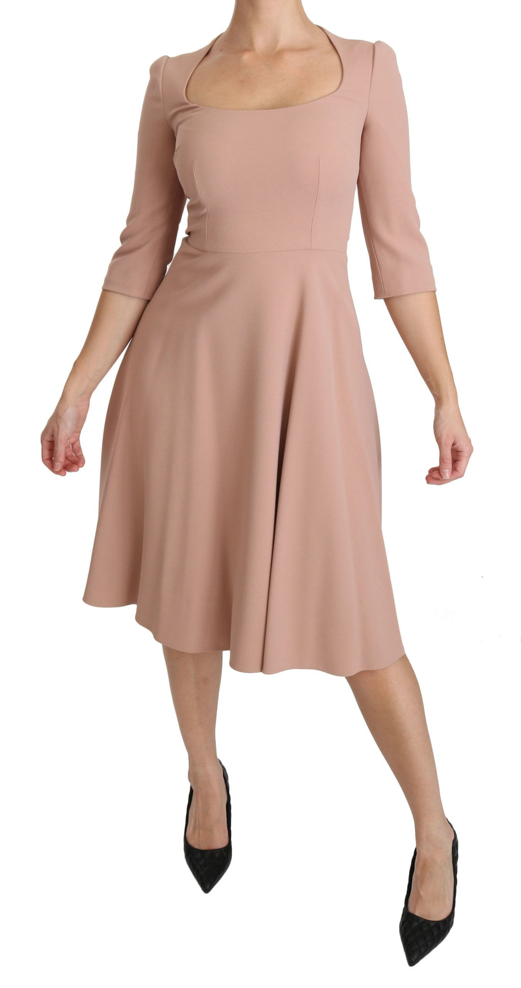 Dolce & Gabbana Light Rose Viscose A-line Dress – 3/4 Sleeve