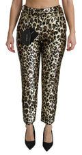Dolce & Gabbana Brown Leopard Sequin High-waisted Trousers