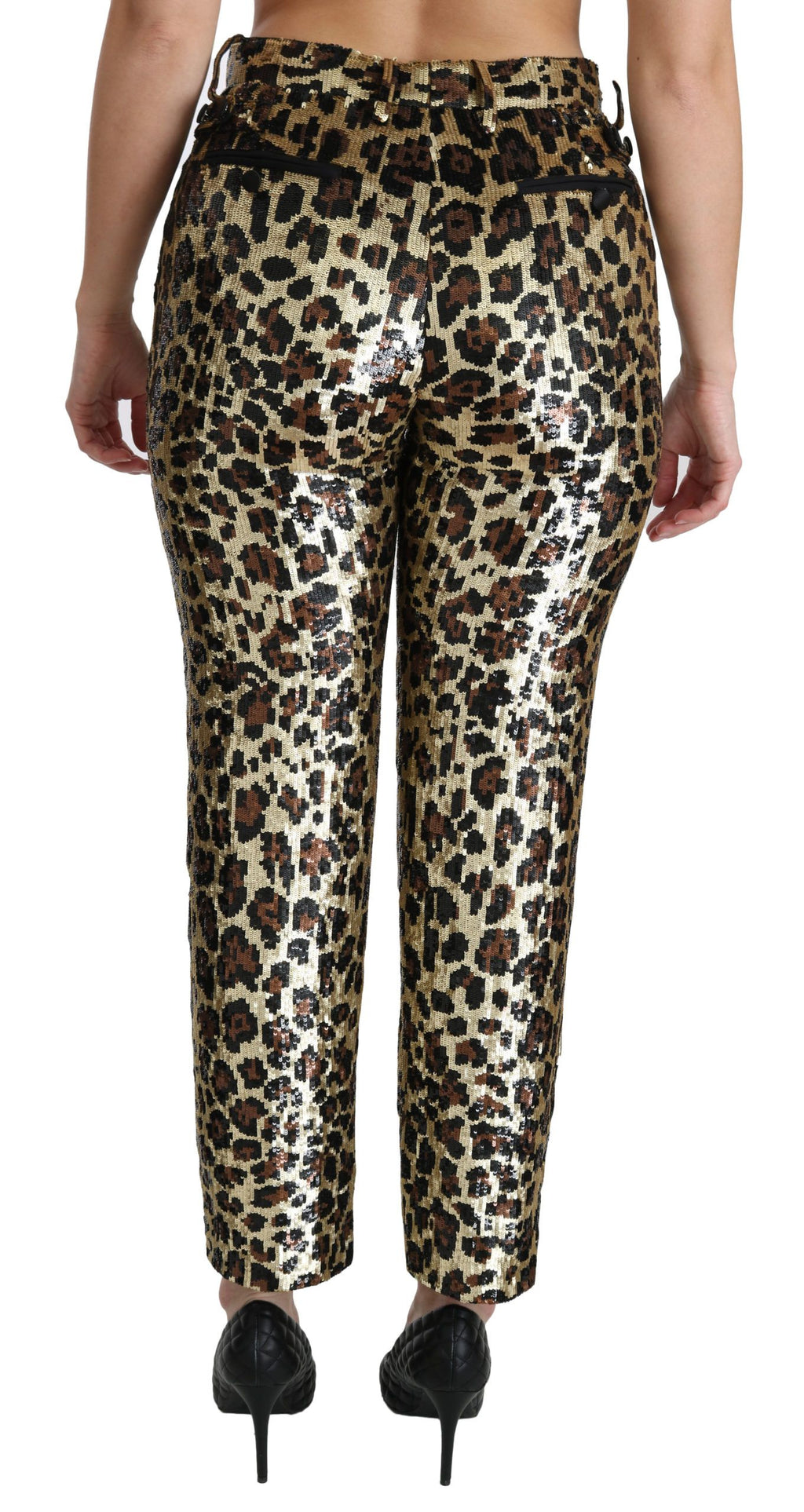 Dolce & Gabbana Brown Leopard Sequin High-waisted Trousers