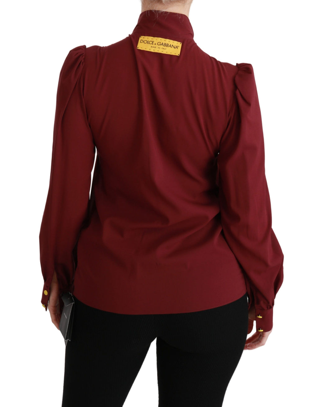 Dolce & Gabbana Bordeaux Silk Long-Sleeved Shirt Blouse – 94% Silk