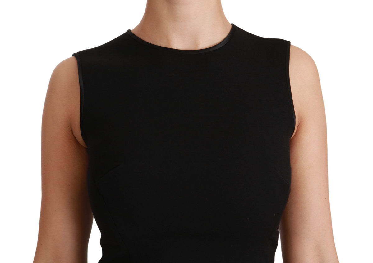 Dolce & Gabbana Black Wool Stretch Fit & Flare Dress – Back Zipper