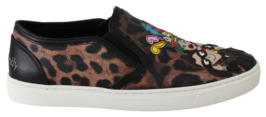 Dolce & Gabbana Brown Leopard '#dgfamily' Loafers II – Sheepskin-Cotton-PL, Rubber Sole, Slip-On, Logo, Italian