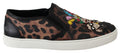 Dolce & Gabbana Brown Leopard '#dgfamily' Loafers II – Sheepskin-Cotton-PL, Rubber Sole, Slip-On, Logo, Italian