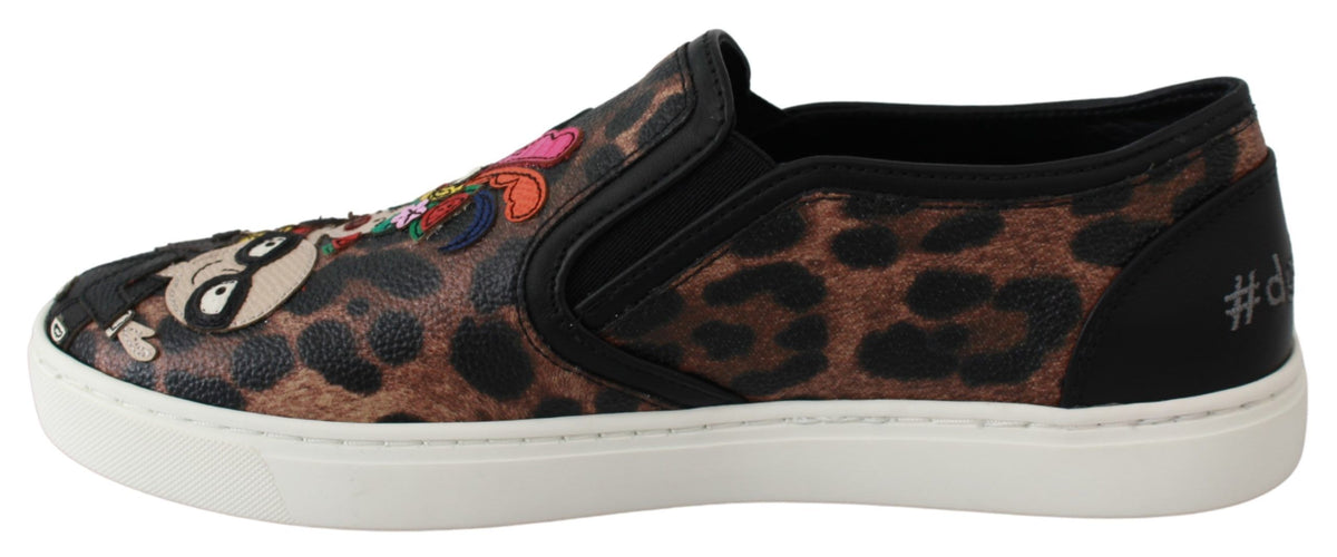 Dolce & Gabbana Brown Leopard '#dgfamily' Loafers II – Sheepskin-Cotton-PL, Rubber Sole, Slip-On, Logo, Italian