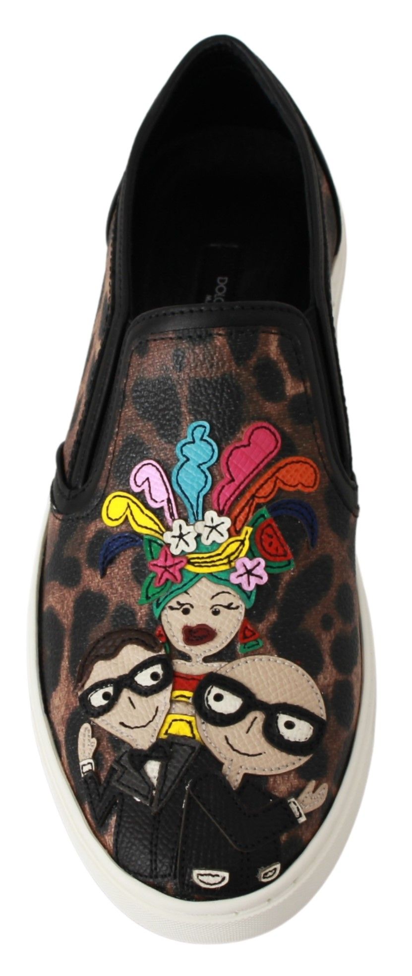 Dolce & Gabbana Brown Leopard '#dgfamily' Loafers II – Sheepskin-Cotton-PL, Rubber Sole, Slip-On, Logo, Italian