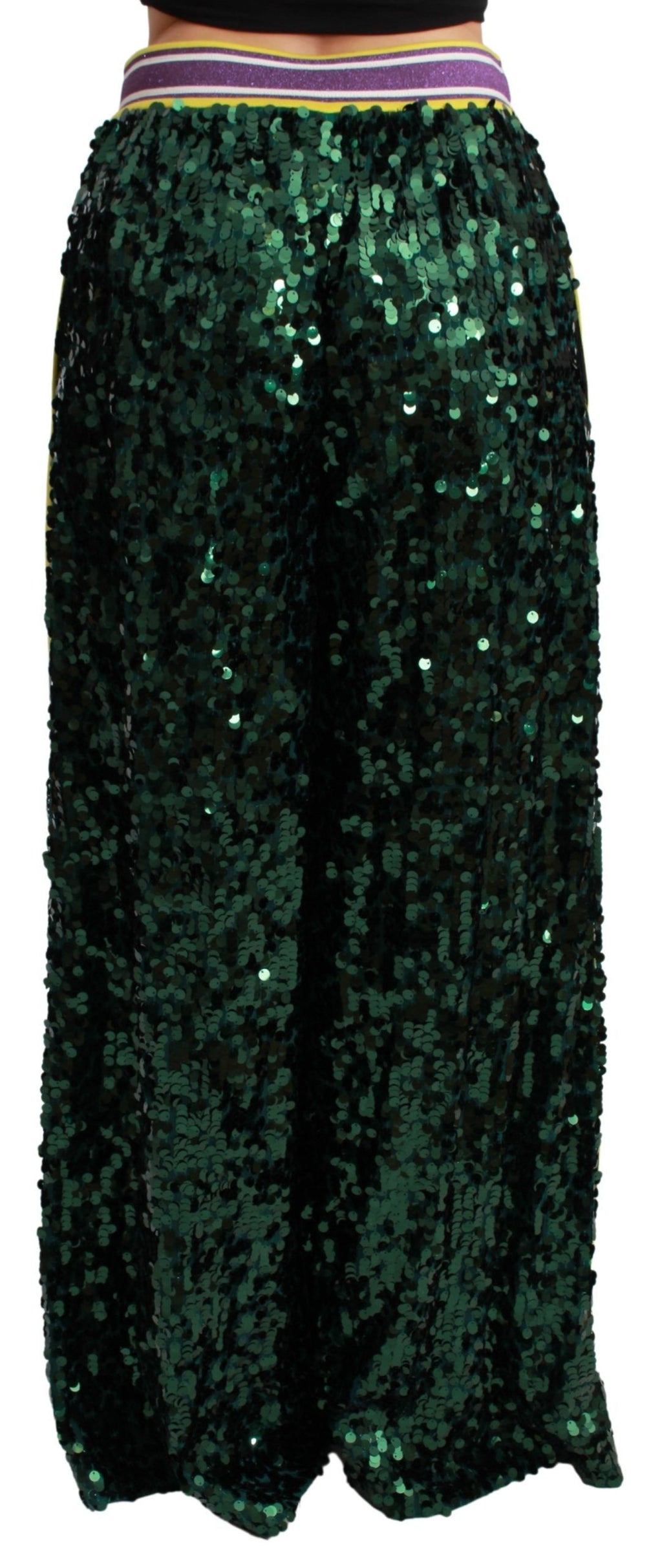 Dolce & Gabbana Green Sequin Queens Angel Trousers – Silk Lining