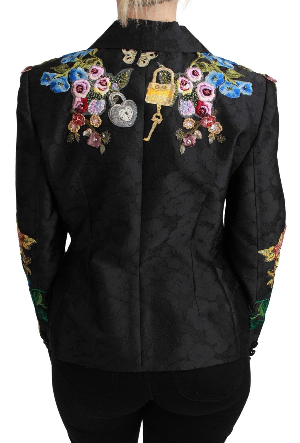 Dolce & Gabbana Black Brocade Crystal Blazer Jacket – Sicilian Fairytale Motif