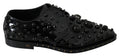 Dolce & Gabbana Black Leather Crystals Dress Broque Shoes