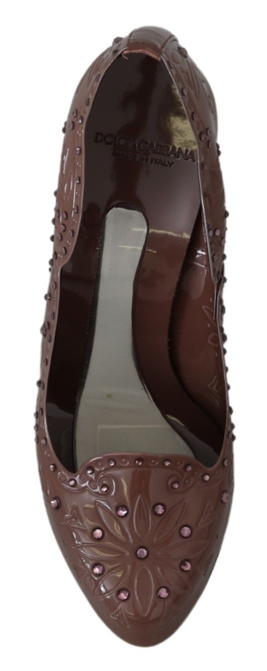Dolce & Gabbana Brown 'Cinderella' Crystal Pump – PVC, Brown Crystals, Rubber Sole, Logo, Italian