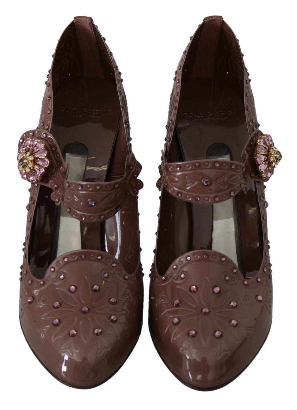 Dolce & Gabbana Brown Multicolored Crystal Pump – PVC, Multicolored Crystals, Rubber Sole, Logo, Italian