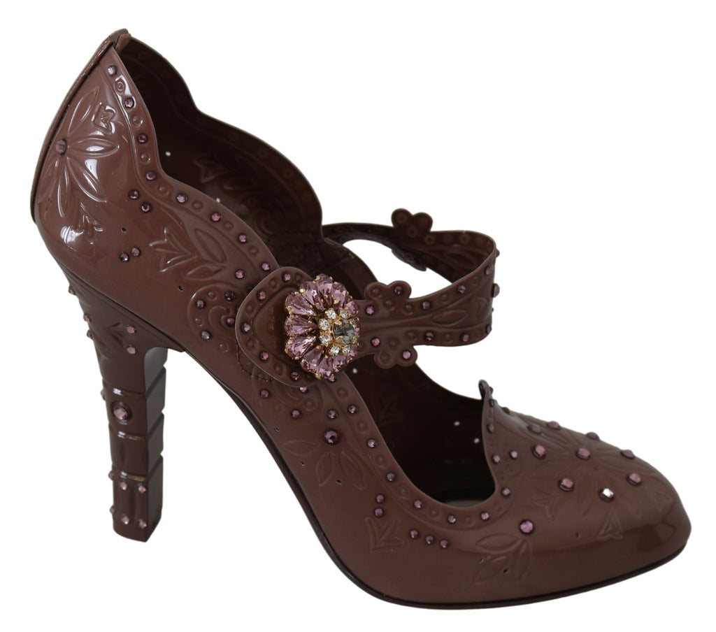 Dolce & Gabbana Brown Multicolored Crystal Pump – PVC, Multicolored Crystals, Rubber Sole, Logo, Italian