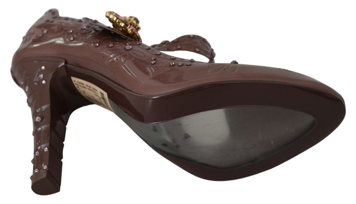 Dolce & Gabbana Brown Multicolored Crystal Pump – PVC, Multicolored Crystals, Rubber Sole, Logo, Italian