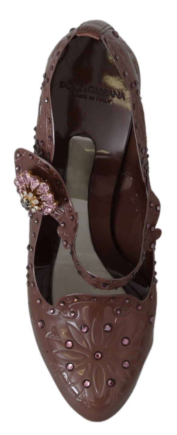 Dolce & Gabbana Brown Multicolored Crystal Pump – PVC, Multicolored Crystals, Rubber Sole, Logo, Italian