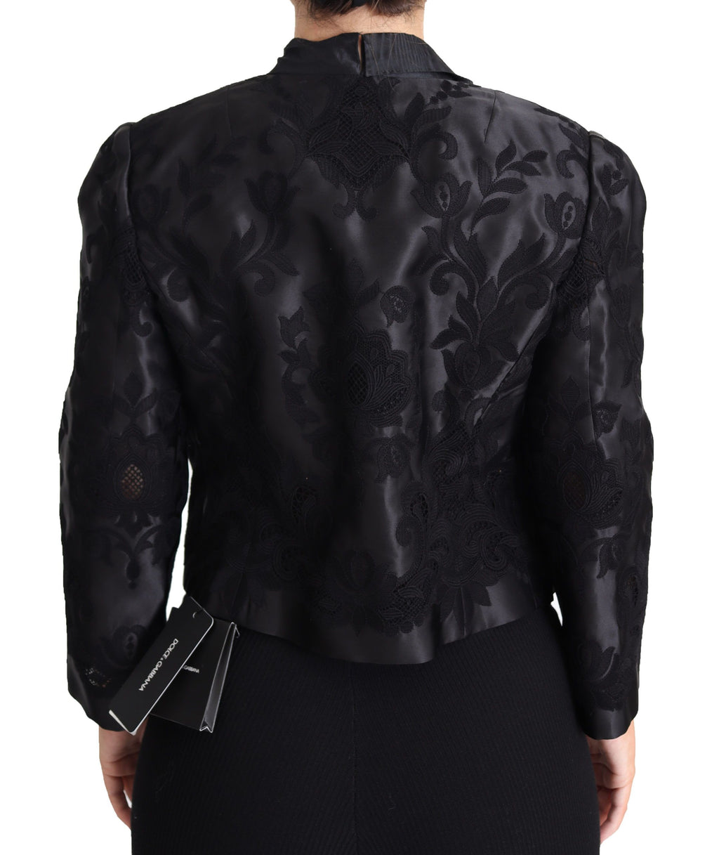 Dolce & Gabbana Black Lace Sheer Corset Organza Silk Jacket