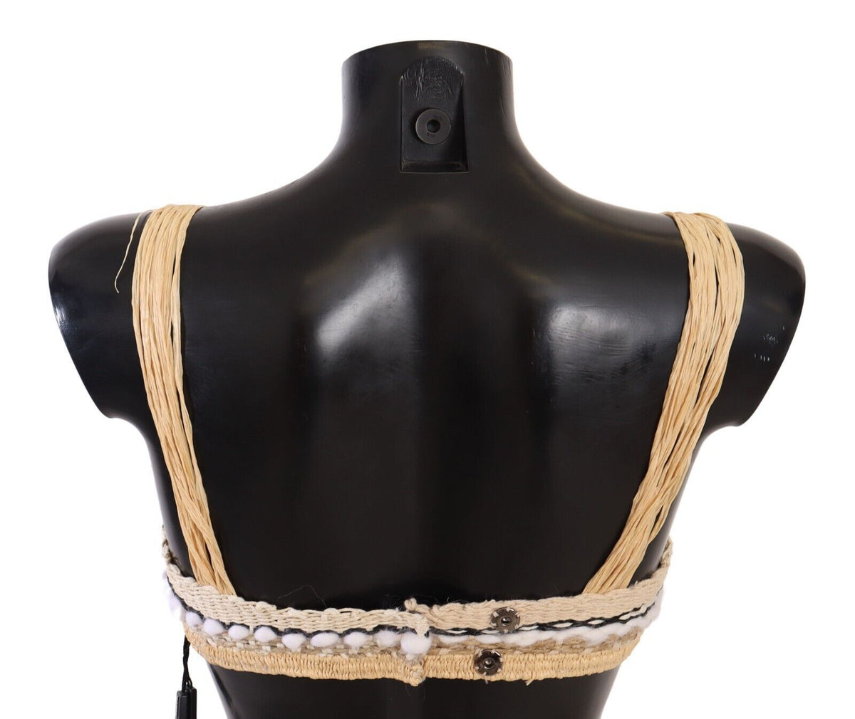 Dolce & Gabbana Beige Raffia Crochet Crop Top – Summer Cover-Up