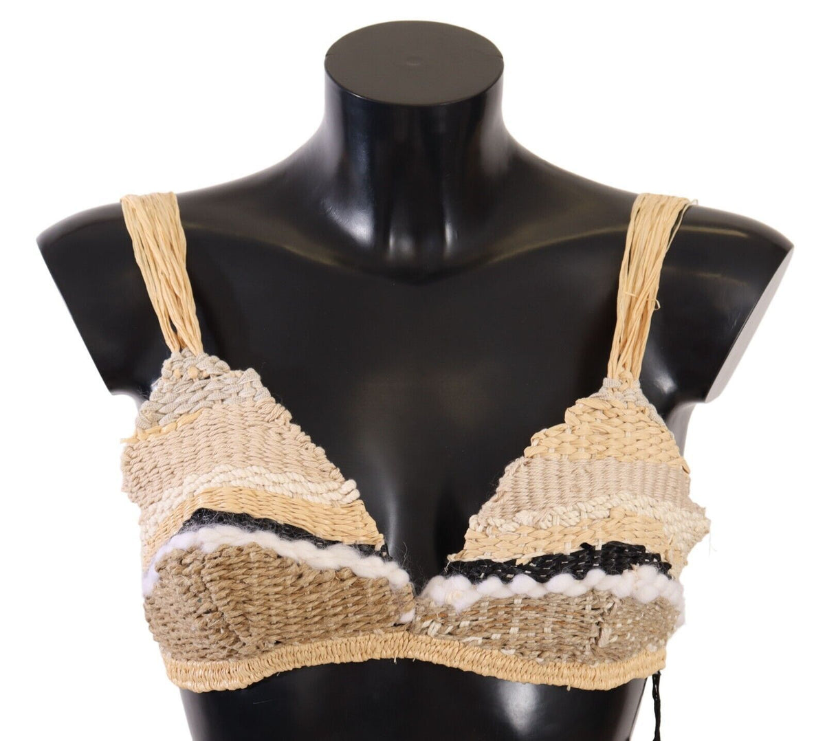 Dolce & Gabbana Beige Raffia Crochet Crop Top – Summer Cover-Up