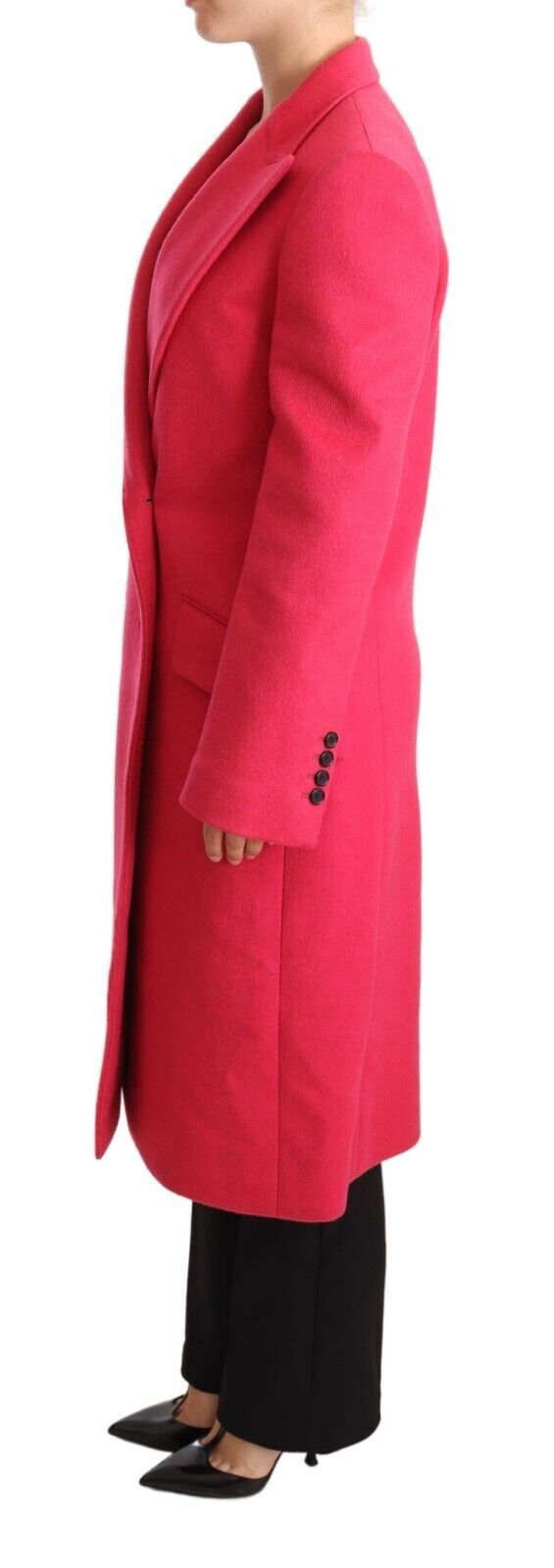 Dolce & Gabbana Pink Virgin Wool-Cashmere Double-Breasted Trench Coat