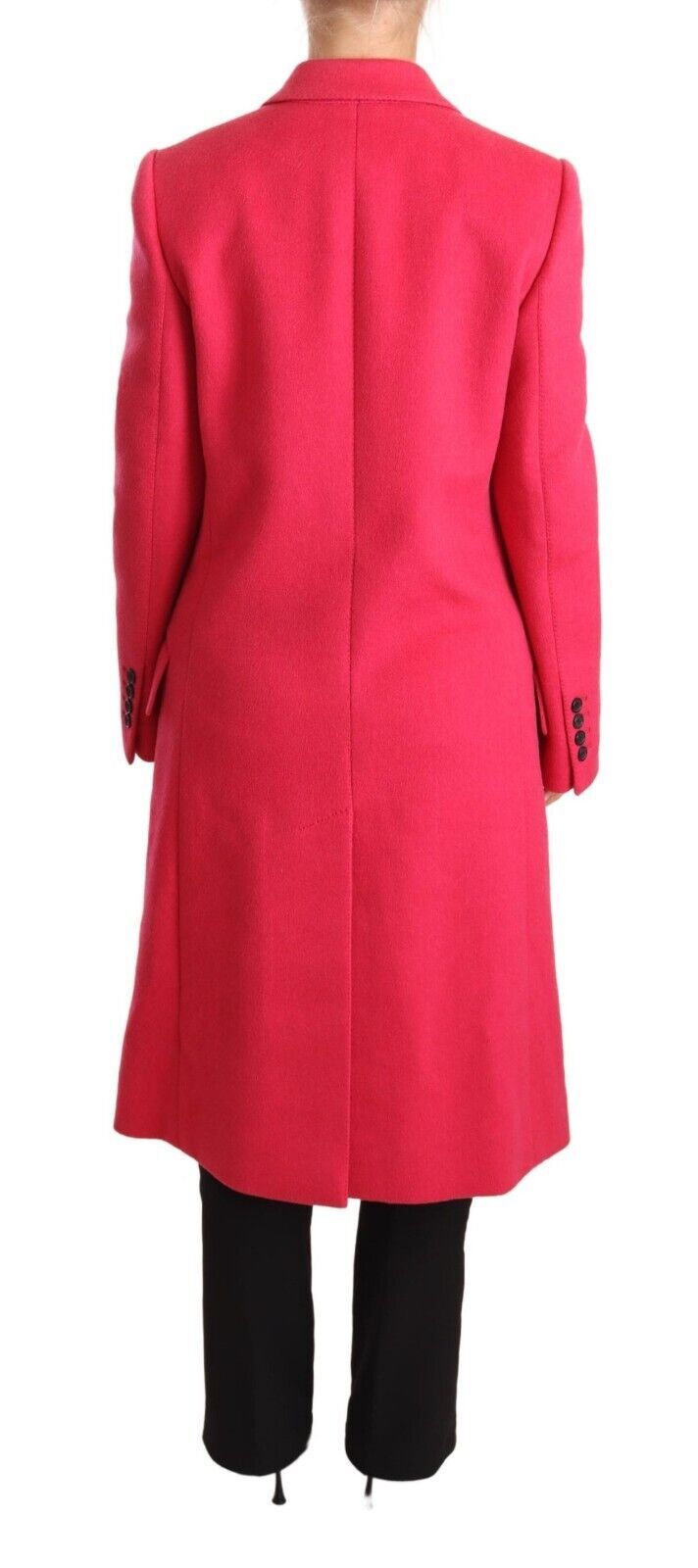 Dolce & Gabbana Pink Virgin Wool-Cashmere Double-Breasted Trench Coat