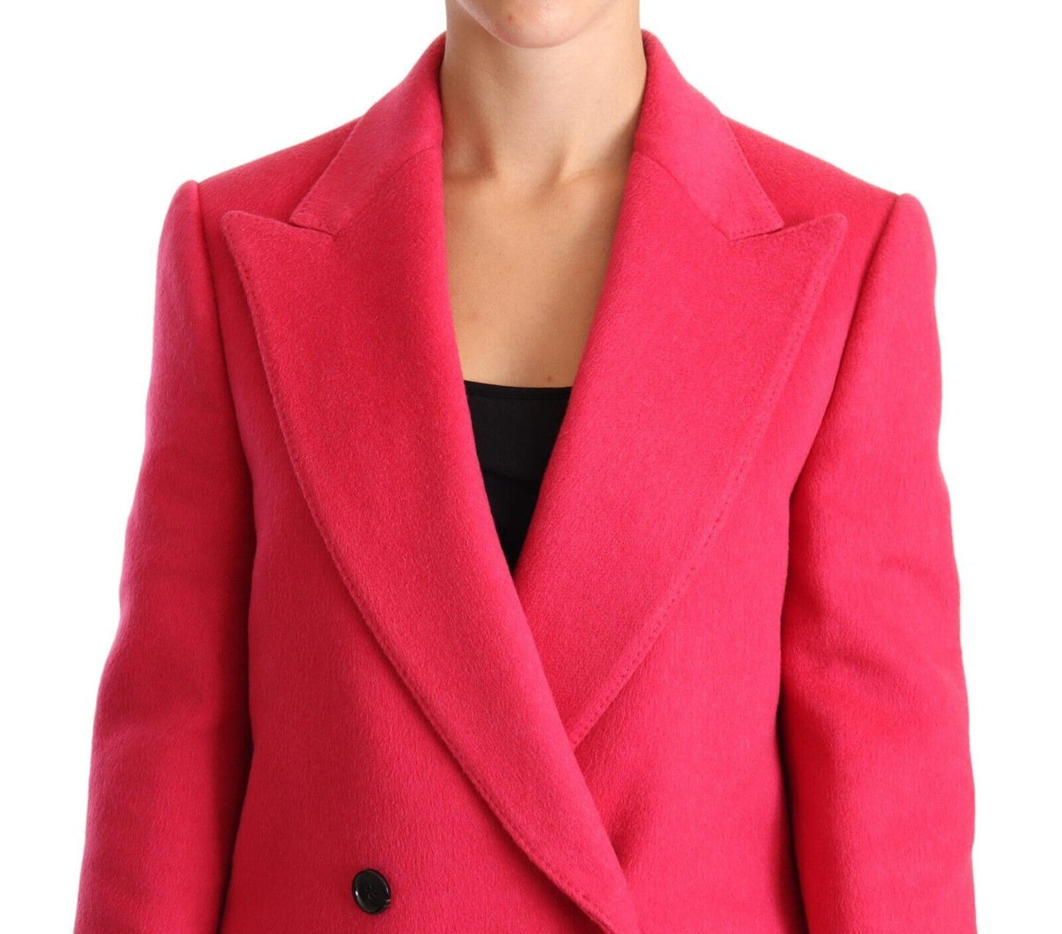 Dolce & Gabbana Pink Virgin Wool-Cashmere Double-Breasted Trench Coat