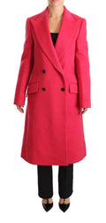 Dolce & Gabbana Pink Virgin Wool-Cashmere Double-Breasted Trench Coat